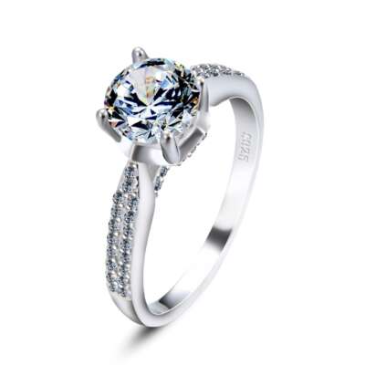 Bague solitaire Sylvia argent en oxyde de zirconium