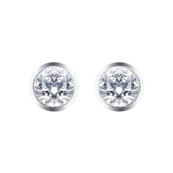 Silver & Diamond 0.10ct Besel Stud Earrings