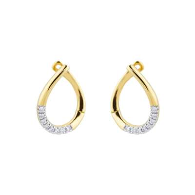 9ct Yellow Gold 0.10ct Diamond Tear Drop Hoop Earrings