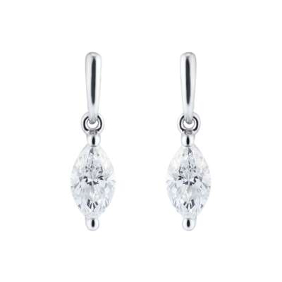 9ct White Gold 0.46cttw Marquise Diamond Drop Earrings
