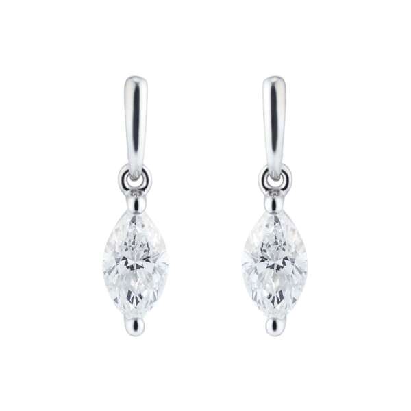 9ct White Gold 0.46cttw Marquise Diamond Drop Earrings