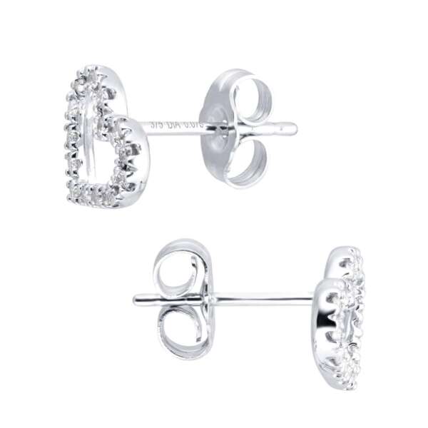 9ct White Gold 0.15cttw Open Heart Stud Earrings – Image 3