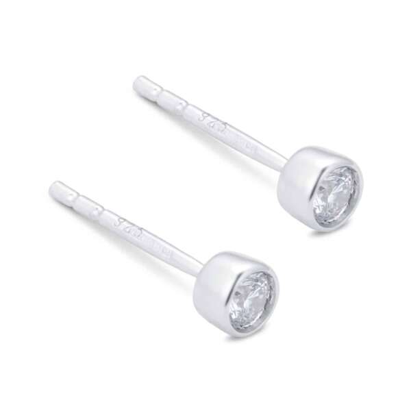 Silver & Diamond 0.10ct Besel Stud Earrings – Image 3
