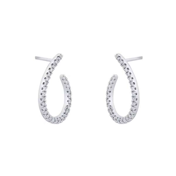 9ct White Gold 0.25cttw Diamond Open Hoop Earrings – Image 3