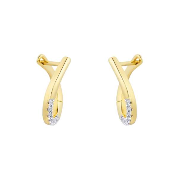 9ct Yellow Gold 0.10ct Diamond Tear Drop Hoop Earrings – Image 3