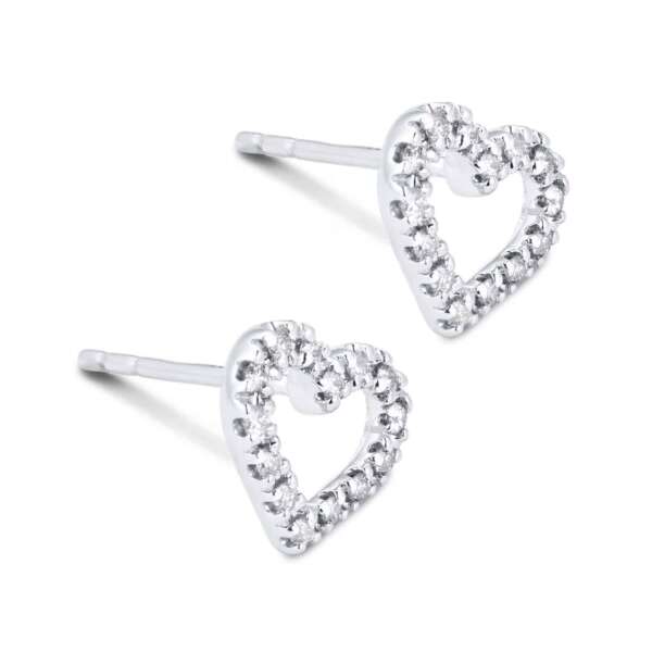 9ct White Gold 0.15cttw Open Heart Stud Earrings – Image 4