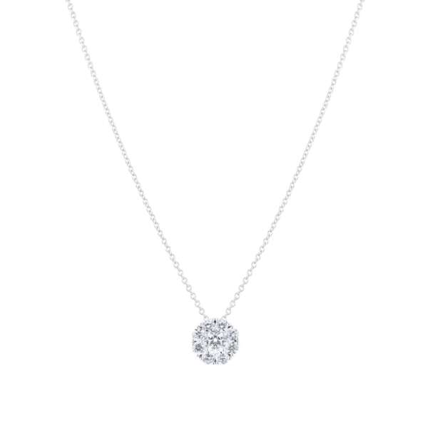 Snowflake Round 0.76cttw Diamond Cluster Necklace – Image 3